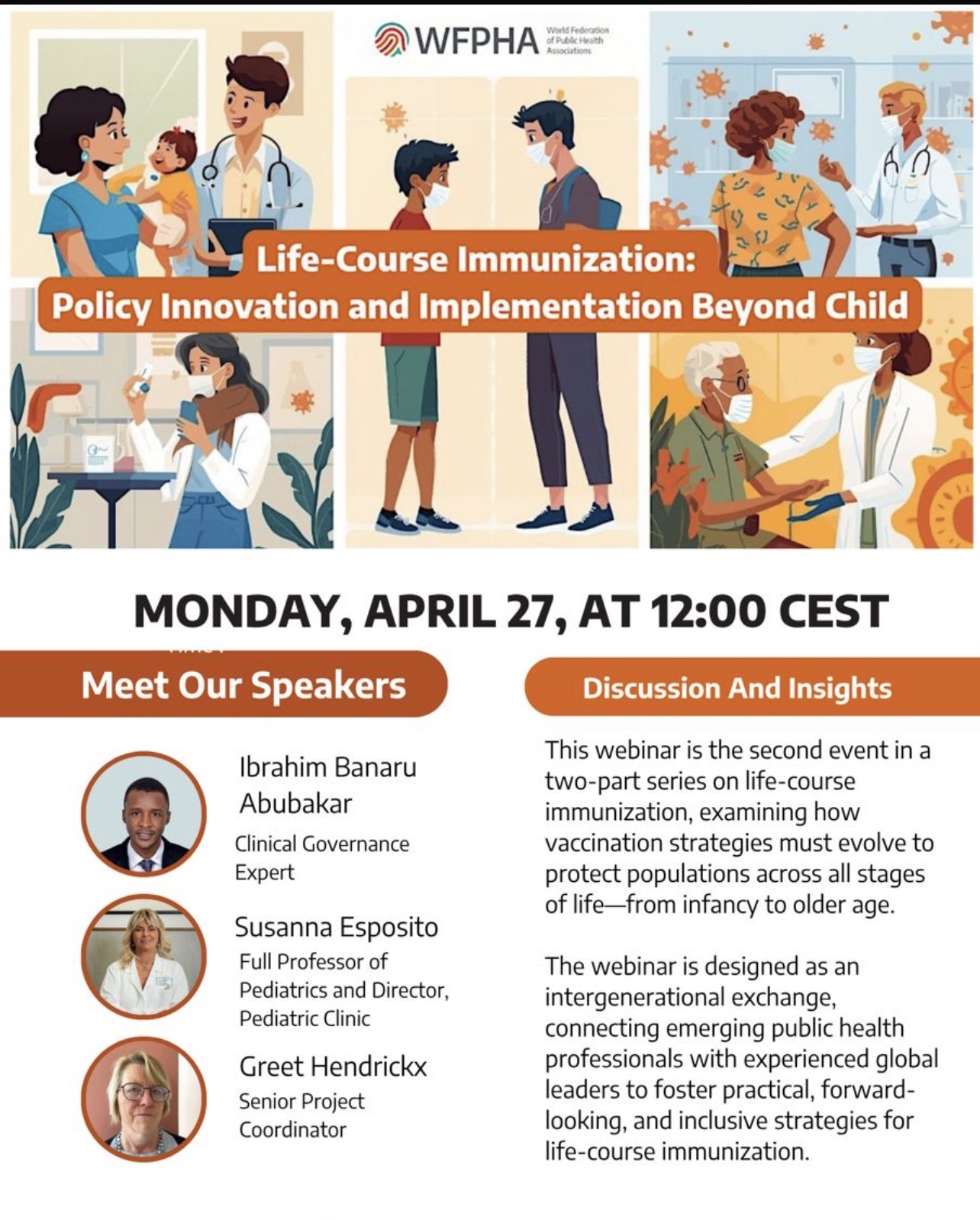 WFPHA webinar poster for Life-Course Immunization